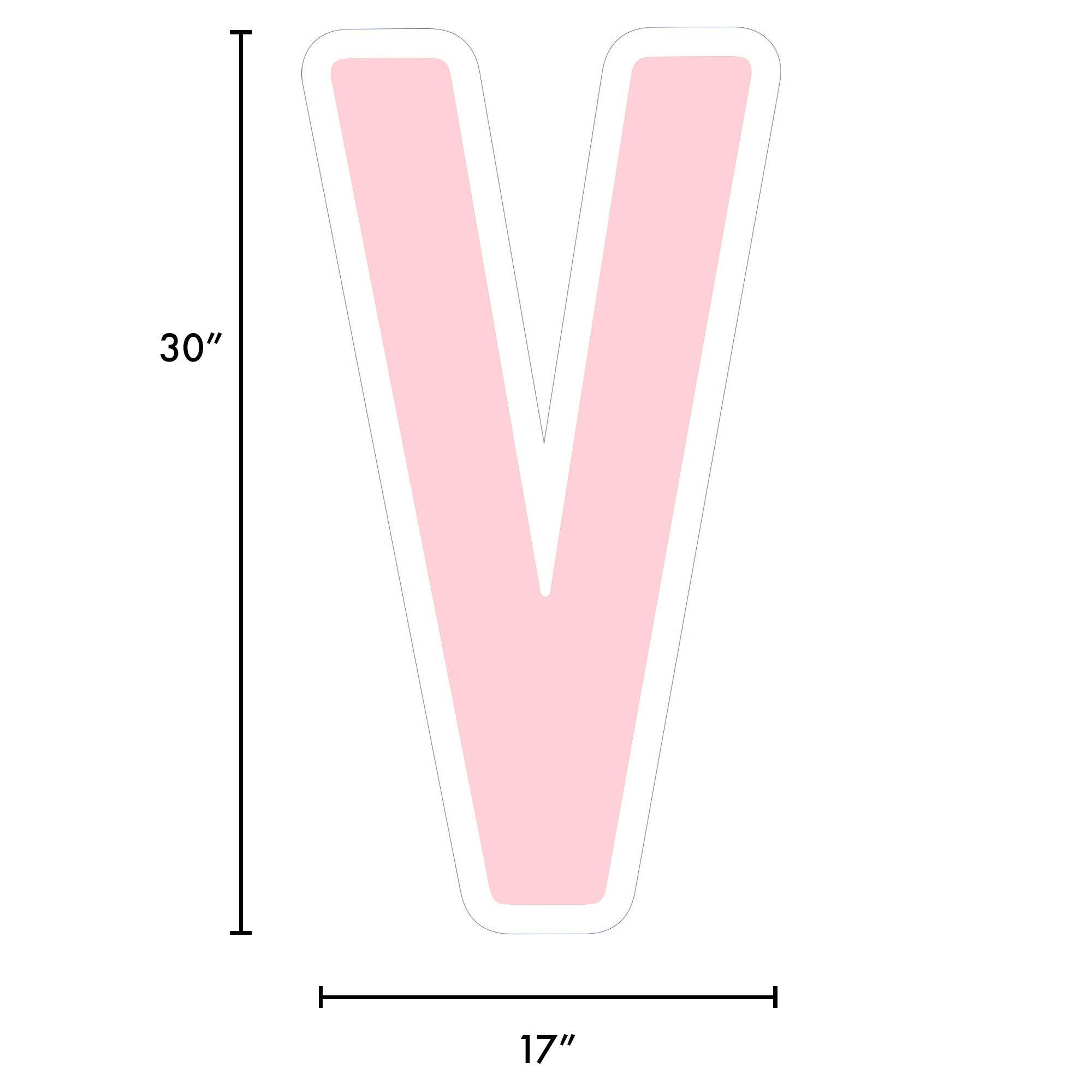 Blush Pink Letter (V) Corrugated Plastic Yard Sign, 30in